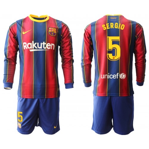 FC Barcelona Dres Sergio Busquets 5 Dječji Domaći 2020/21 Dugim Rukavima FC Barcelona Dres Sergio Busquets 5 Dječji Domaći 2020/21 Dugim Rukavima